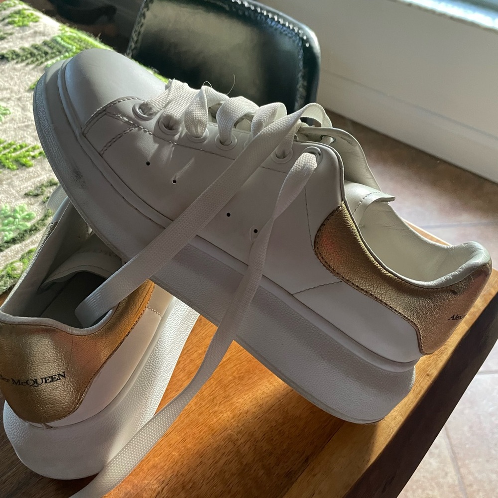 Alexander McQueen Gold & White Oversized Sneaker in size 38.5